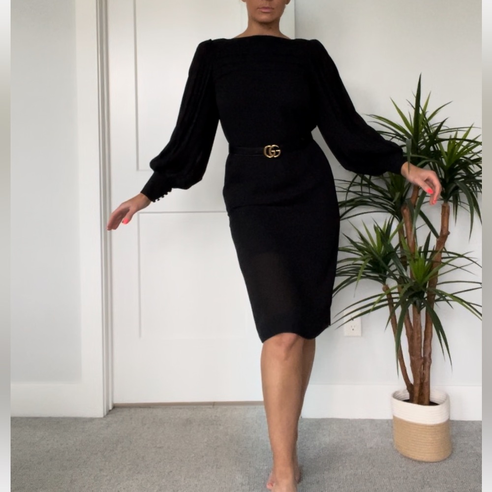 Leslie Fay Vintage Black Sheer Dress Size 6